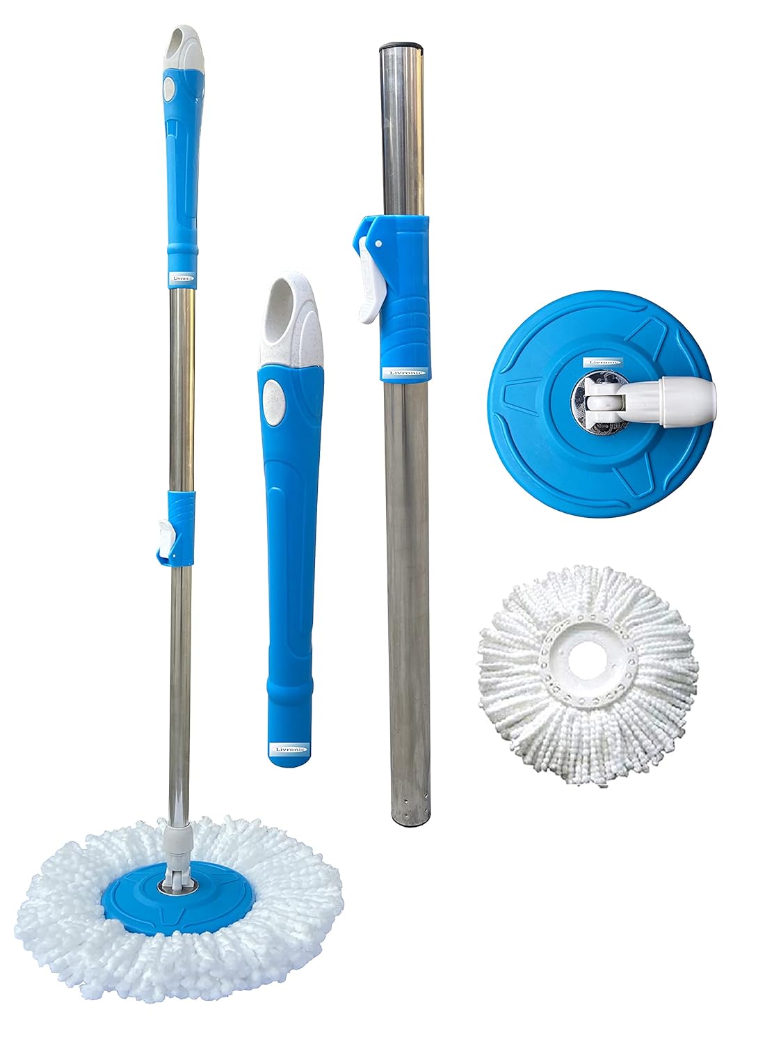 Livronic® Mop Stick Rod Only Stainless Steel Spin Mop Stick Floor