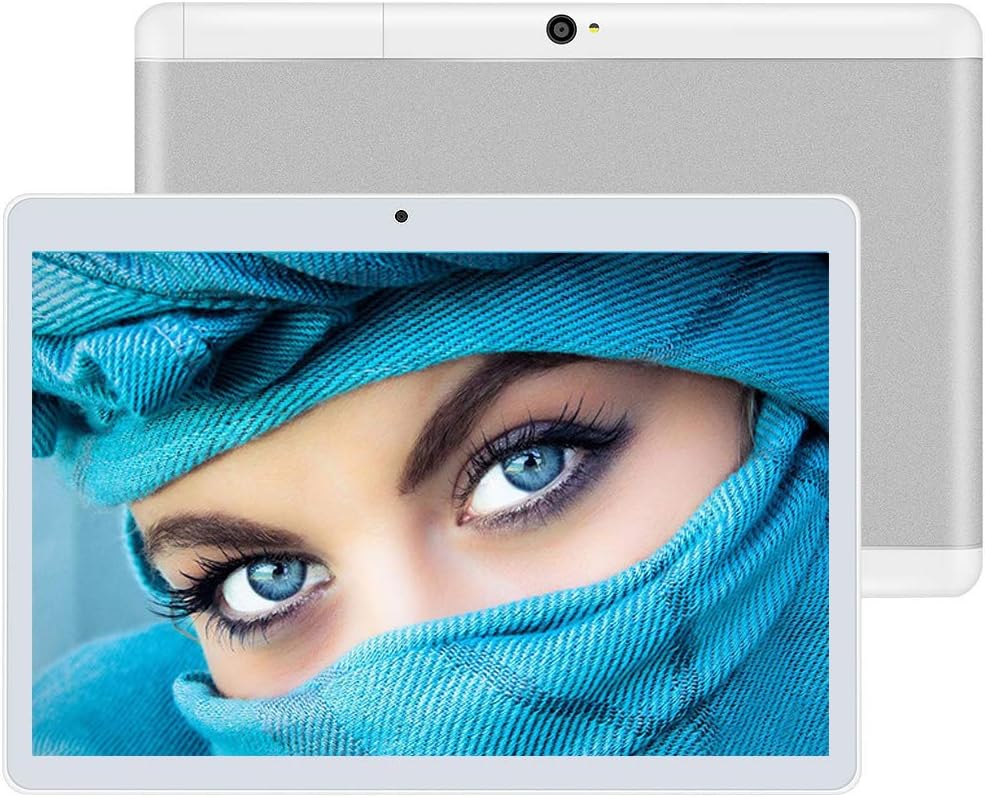 10 inch Google Android 7.0 Tablet Unlocked Pad with Dual SIM Card Slot 10.1" IPS Screen 4GB RAM 64GB ROM 3G Phablet Built-in Bluetooth WiFi GPS Tablets (Silver)