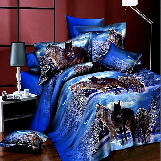 Amazon Com Wolf Bedding Set Queen Size Wolf Print Bedding Set