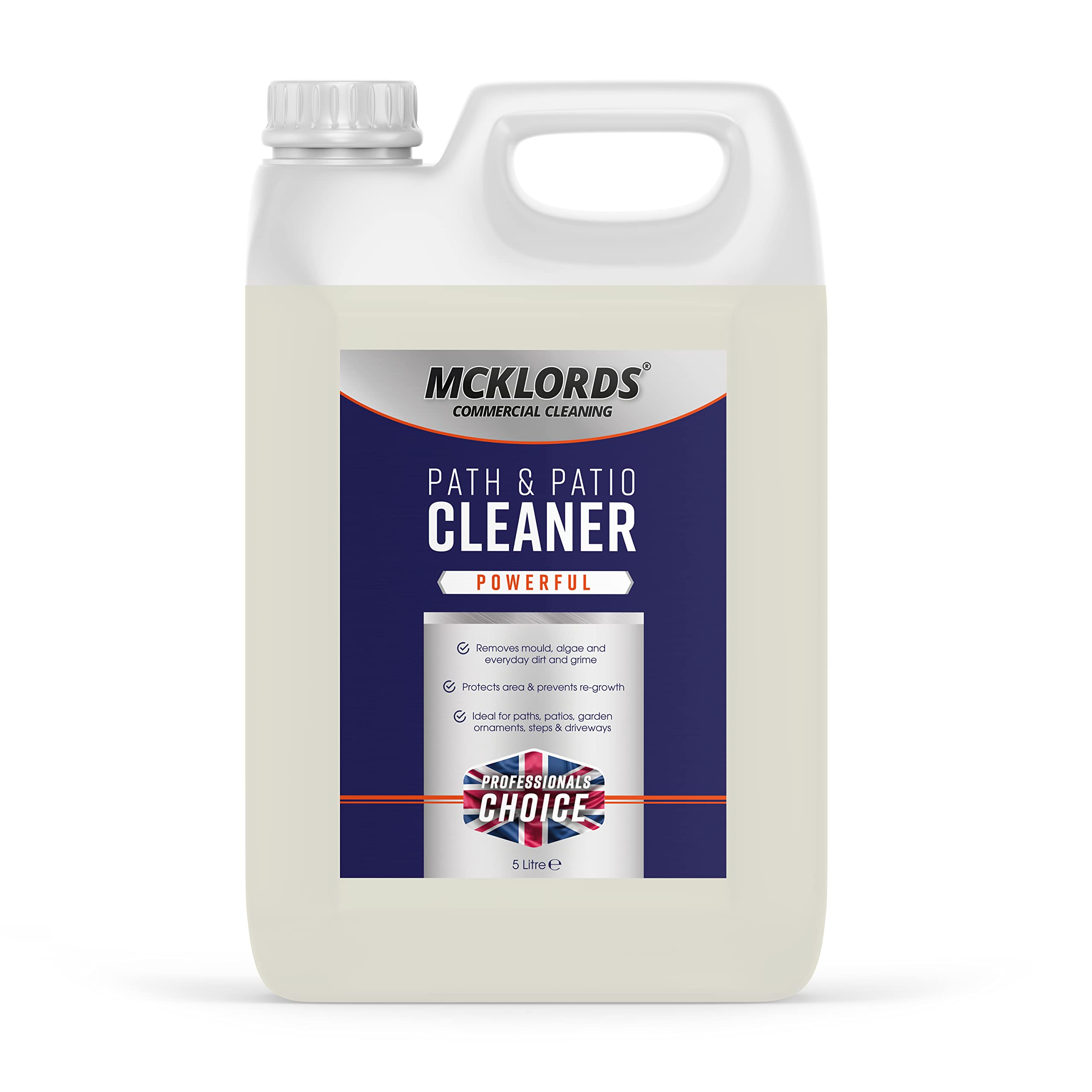 McKLords - Commercial Path and Patio Cleaner | Tackles Mould Stains, Dirt, Weather Related Buildup on Paths, Patios, Driveways, Decking, Stone, Walls, and More - 5 Litre