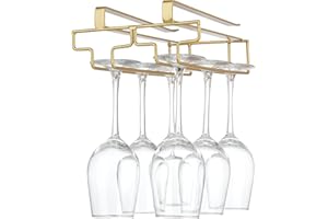 Wine Glass Rack Under Cabinet, Drilling Free No Screw Steamware Holder Under Shelf Metal Wine Glasses Holders 304 Stainless S