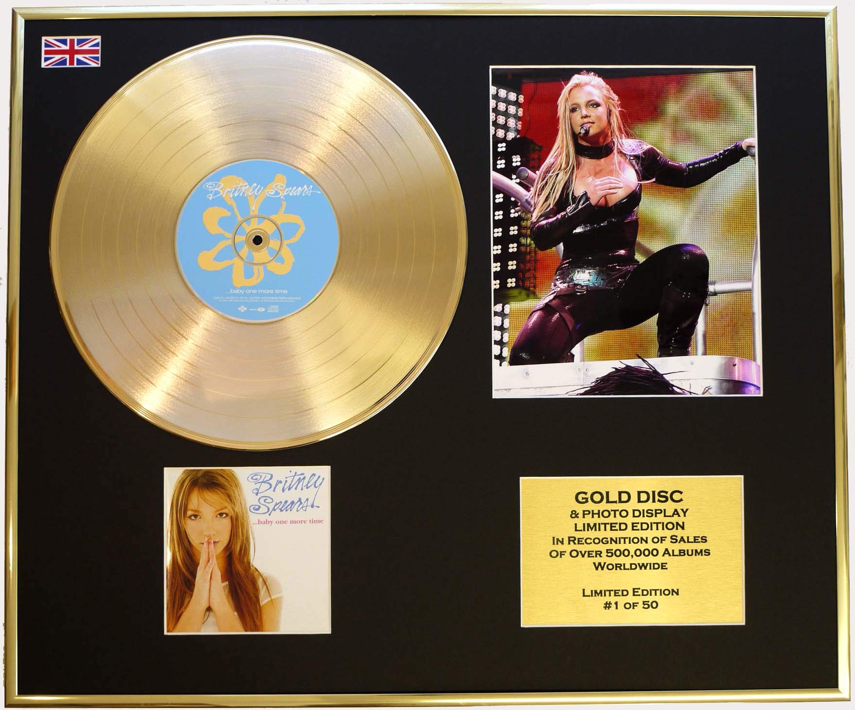 BRITNEY SPEARS/CD GOLD DISC/RECORD & PHOTO DISPLAY/LTD. EDITION/COA/.BABY ONE MORE TIME