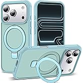 SKYLMW Compatible with iPhone 17 Pro Case with Invisible Magnetic O-Ring Stand Military-Grade Translucent Phone Case for iPhone 17 Pro 6.3" [Compatible with Mag-Safe][Great Grip Feeling], Blue