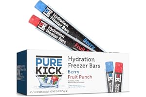 Pure Kick Freezer Bars, 5.5 oz, Hydrating Ice Pops, Naturally Flavored with Other Natural Flavors, Berry and Fruit Punch, 45 Count