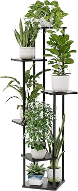 Bamworld 6 Tier Plant Stand Indoor Tall Metal Plant Shelf Black