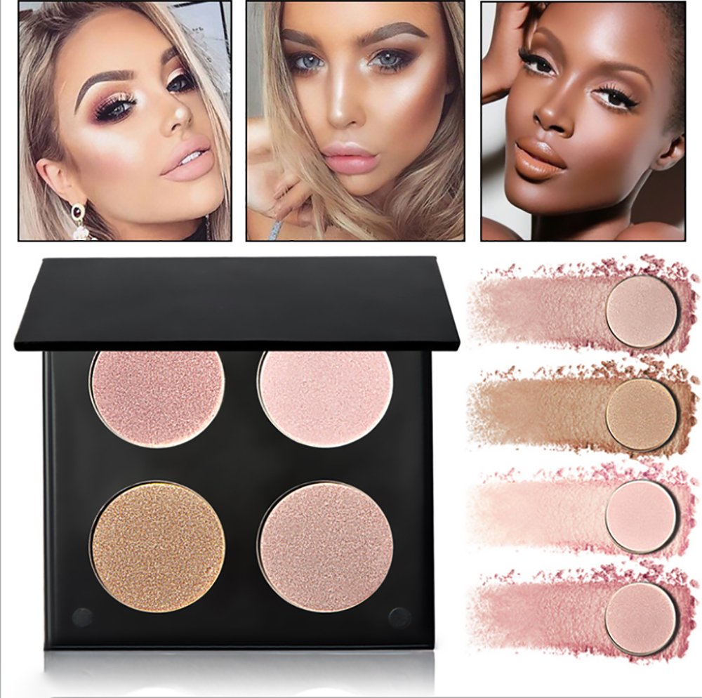 vinmax 4-Color Repair Capacity High-Pearl Powder Matte Powder,Powder Palette Cosmetics Cream Contour & Highlighting Makeup Kit 0.5 Oz-1#