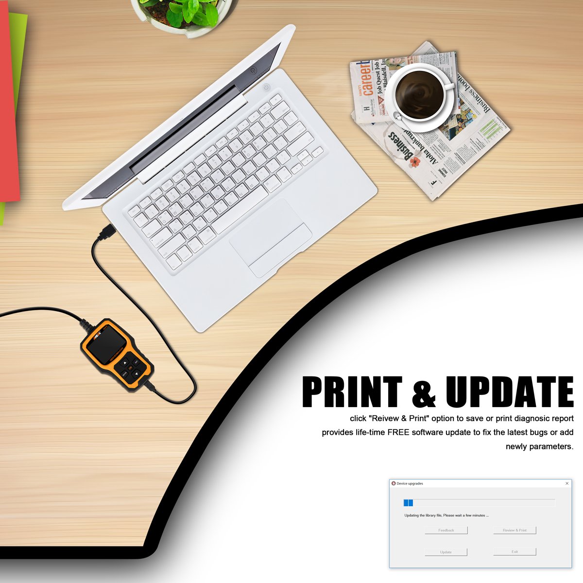 ANCEL AD410 Enhanced OBD II Vehicle Code Reader Automotive OBD2 Scanner Auto Check Engine Light Scan Tool (Black-Yellow)