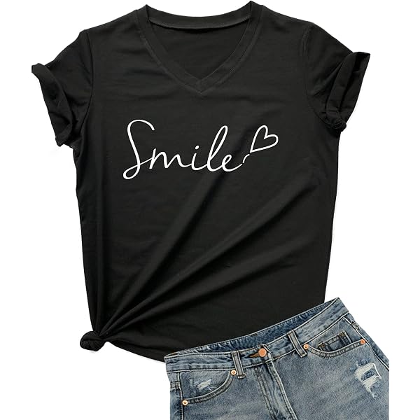DANVOUY Women's 'How You Doin' V-Neck Graphic T-Shirt – Casual Cotton Short Sleeve Tee, Junior Sizing (Black, Small) - View #5