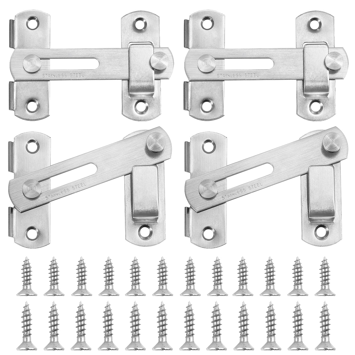 DesertBoy 4 Pcs Door Latch, 4 inches, Sliding Barn Door Lock, Safety Door Bolt Latch Lock, Barn Door Lock, 180 Degree Flip Sliding Barn Door Lock, Flip Latch Safety Door Bolt, for Fence, Garden, Door