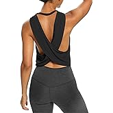 Bestisun Womens Open Back Workout Shirts Cropped Yoga Tank Tops Backless Athletic Clothes