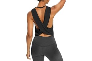 Bestisun Womens Open Back Workout Shirts Cropped Yoga Tank Tops Backless Athletic Clothes