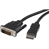 StarTech 10ft Passive DisplayPort to DVI-D Cable, 1920x1200 (DP2DVIMM10) | DP 1.2 HBR2, Single-link, HDCP, Passive, 1080p 60Hz, EDID pass-through, Non-latching DP, 1080p video, DVI-D monitor cable