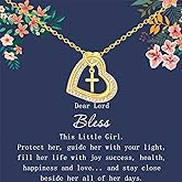 GLEZZA Cross Necklace for Daughter Baptism First Communion Confirmation Graduation Gifts for Daughter