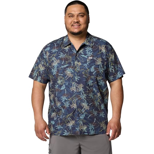 Columbia Rapid Rivers - Camicia da Uomo a Maniche Corte, con Stampa, in