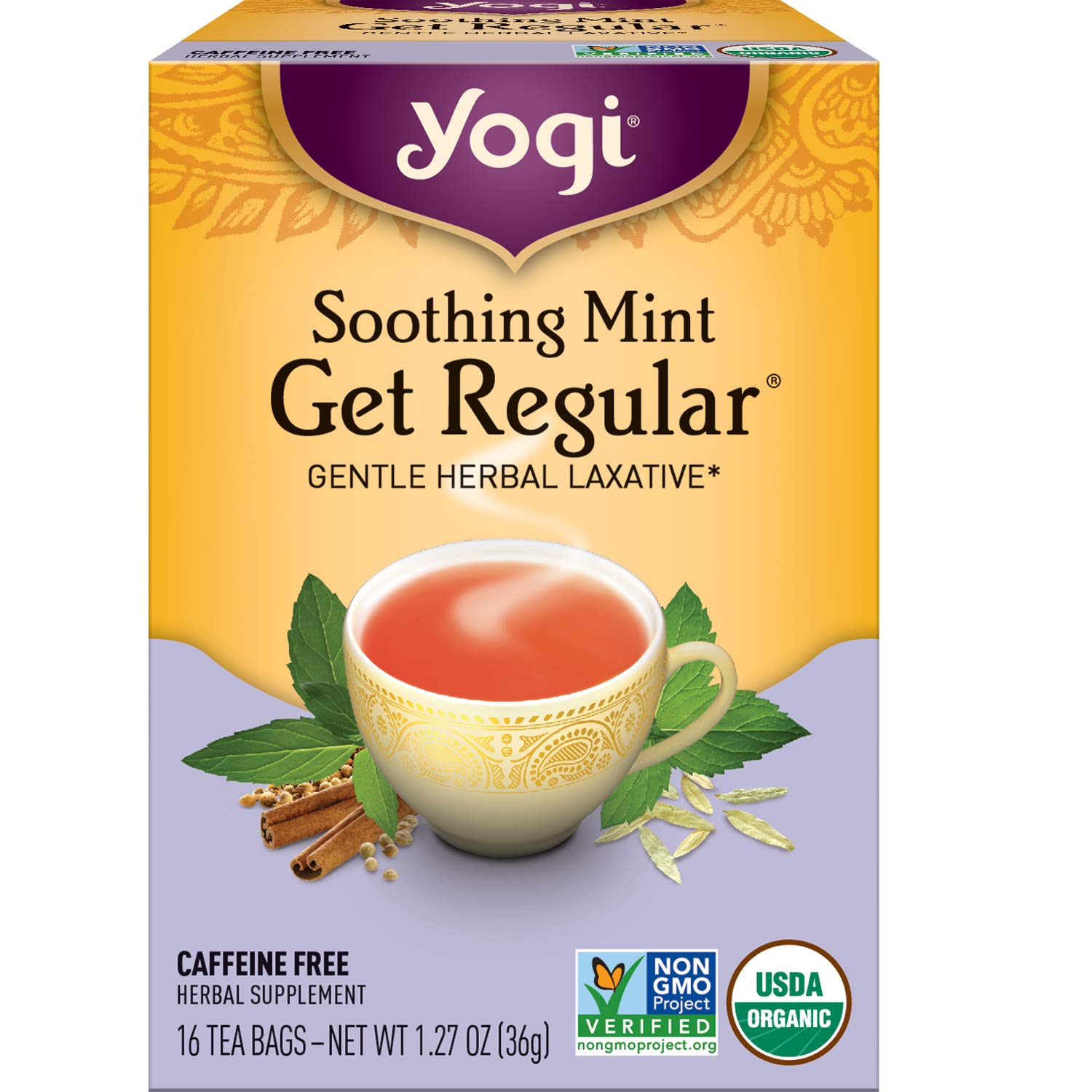 Yogi Tea - Soothing Mint Get Regular (6 Pack) - Gentle Herbal Laxative - 96 Tea Bags