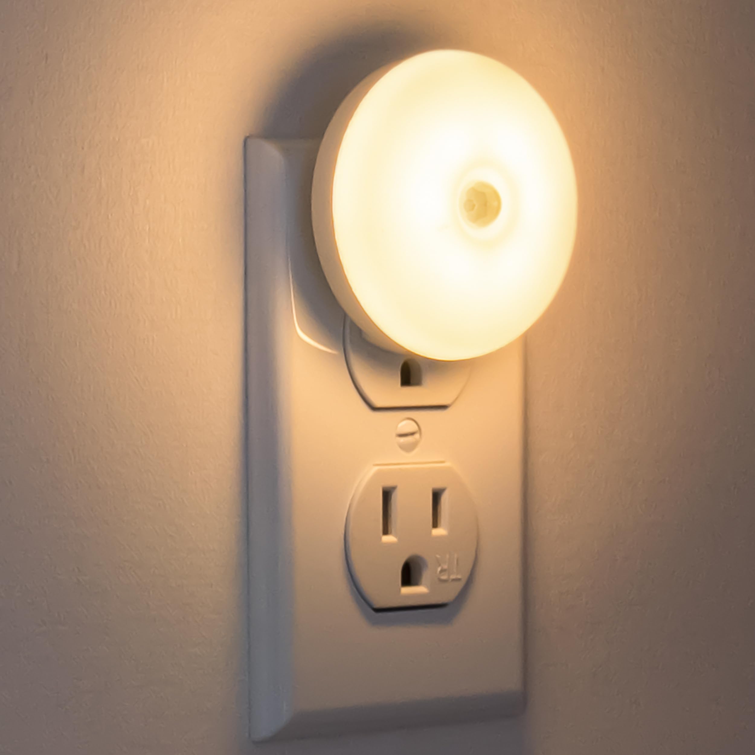 Photo 1 of Motion Sensor Night Light, 2 Pack Motion Activated Night Light Plug in, Automatic ON OFF, 3200K Warm Hue, LED Nightlights Plug into Wall, for Bathroom, Kitchen, Bedroom, Kids room, Hallway, Stairway