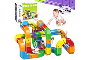 klick Rail Electric Train Set,123 PCS Electric Train Set Flexible Race Track with 2 Cars,Anti Gravity Race Track with Car STE