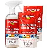 Truly Free Odor &amp; Stain Eliminator - 1 Bottle + 2 Refills, 3oz ea | Pet Odor Eliminator for Home &amp; Stain Remover for Carpet, Couch, Rugs &amp; More, Upholstery Deodorizer