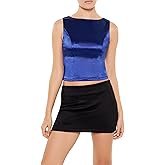 Forever 21 Women's Sleeveless Satin Tank Top Blue
