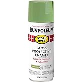 Rust-Oleum Stops Rust Spray Paint, Gloss Laurel Green | Rust Resistant, Indoor and Outdoor, Beautiful Finish on Metal, Wood and More, Sprays from Any Angle, 12 oz