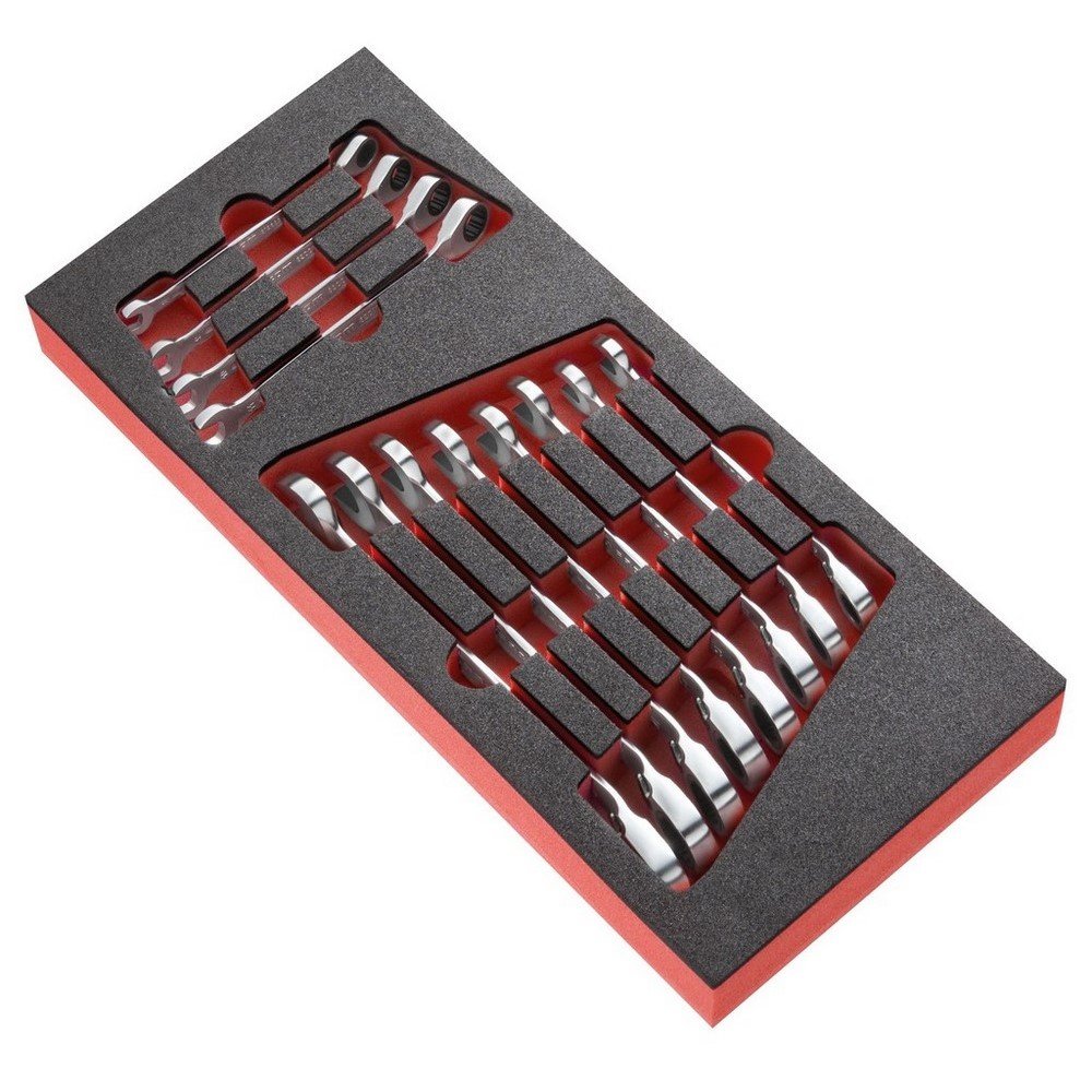 FACOM - Module of 12 Inches Mixed Flat Wrenches - MODM.467JU12 - Foam Tray - Robust and Durable Material - Hand Tools for Professionals and Individuals
