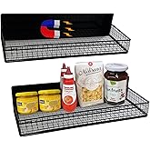 Bruda 2 Pack Large Magnetic Shelves Spice Rack Organizer for Washing Machine, Fridge, Refrigerator, Oven, Coffee Maker, Metal Peg Board 009