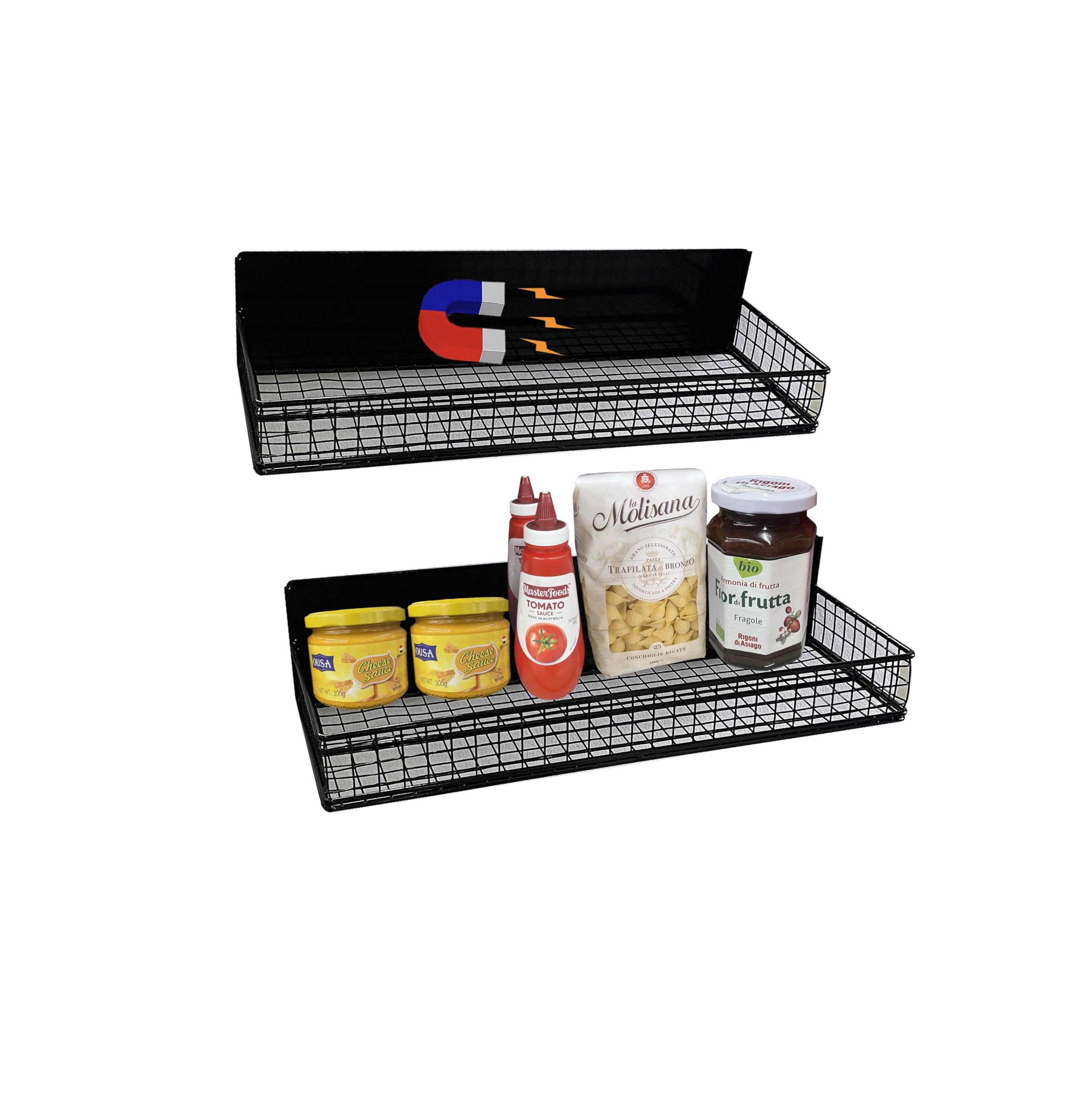 Photo 1 of Bruda 2 Pack Large Magnetic Shelves Spice Rack Organizer for Washing Machine, Fridge, Refrigerator, Oven, Coffee Maker, Metal Peg Board 009