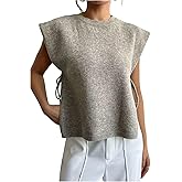 Verdusa Women's Old Money Clothes Lace Up Side Split Sweater Vest Elegant Lightweight Knit Tops