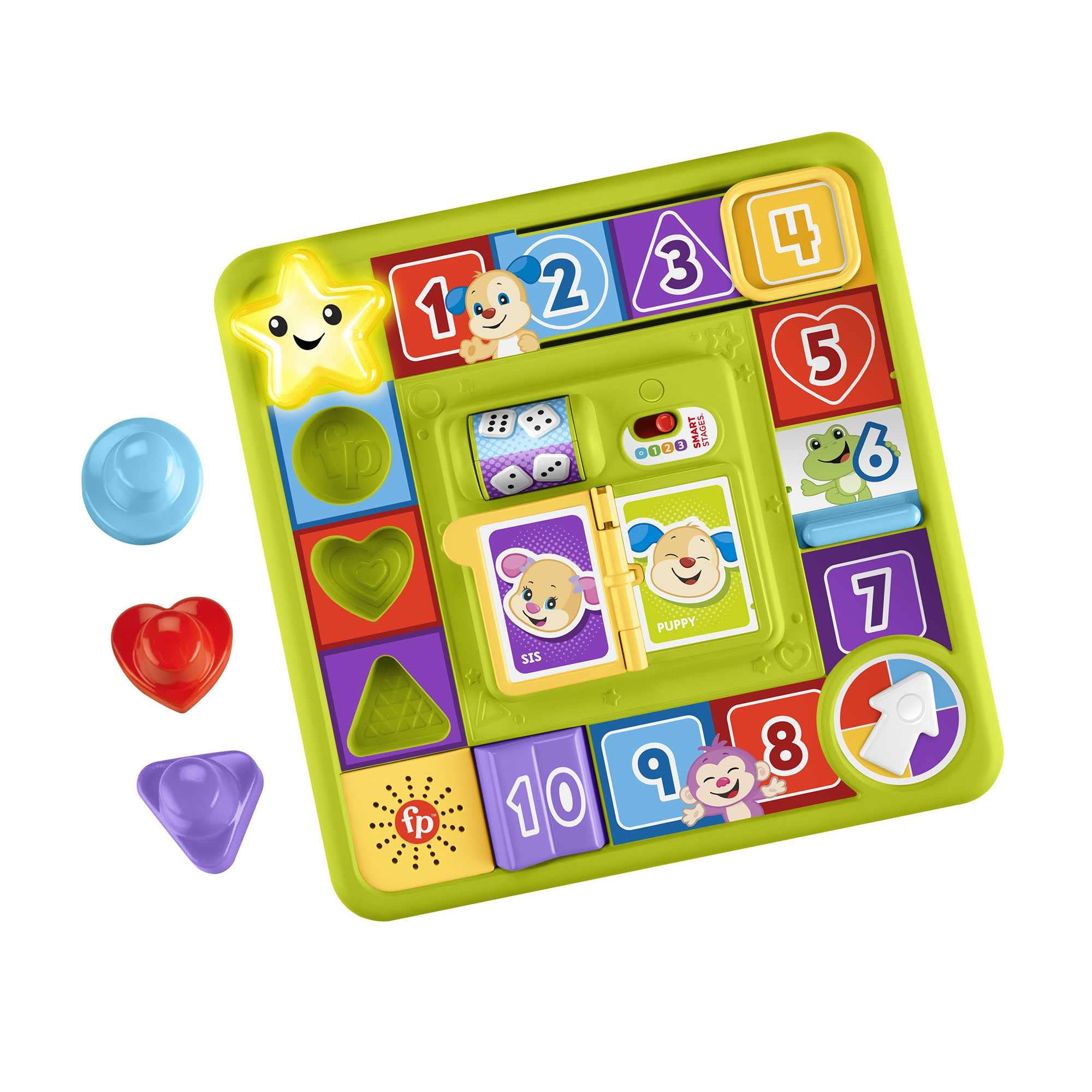 Fisher-Price Pretend Board Game Baby Toy with Lights and Smart Stages Learning Content, Laugh and Learn Puppy’s Game Activity Board, UK English Version, HRB76 — image 1