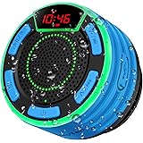 Bluetooth Speakers, DuoTen IPX7 Waterproof Wireless Portable Bluetooth Speakers w/LED Display, FM Radio, Suction Cup, Light S