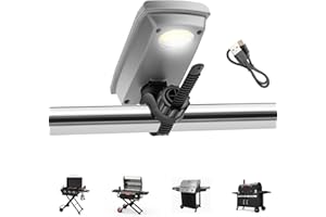 FEIOOD Solar Rechargeable Grill Light, Portable USB Charging LED BBQ Light Designed for Works on All Grills of Outdoor Grill, Automatic On/Off, 360° Rotatable, Water and Heat Resistant