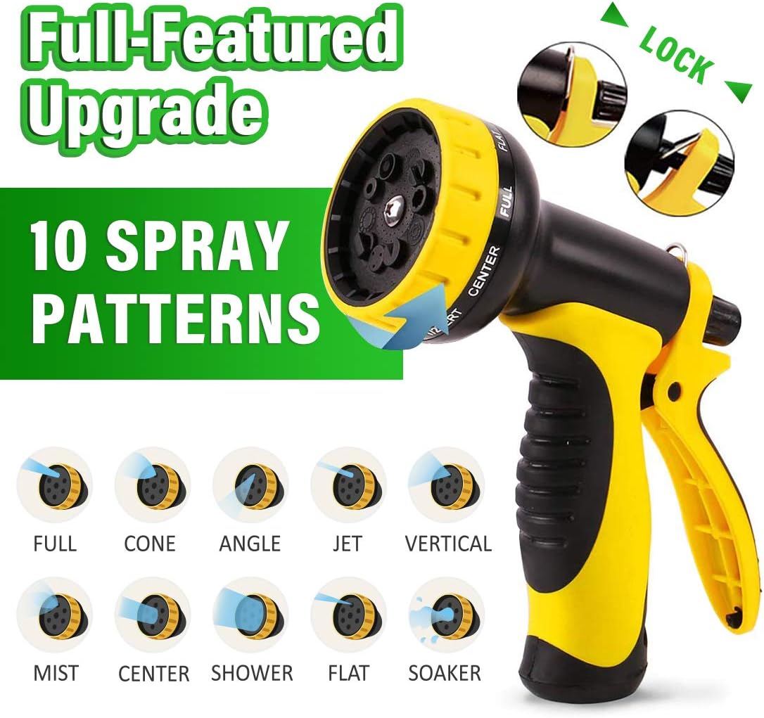 Panda Grip Garden Hose, Expandable Garden Hose, 50ft Water Hose, Lightweight Flexible Triple Extension, 9 Latex Core with 3/4 Solid Brass Fittings, 10 Function Spray Nozzle, Leak Resistant : Garden & Outdoor