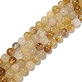 JM Design Natural Golden Healer Quartz Smooth Round Beads Size 8mm 15.5'' Strand for Jewelry Making