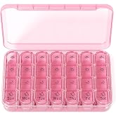 Zoksi Pill Organizer 4 Times a Day,7 Day Pill Box with Removable Daily Case | Large Medicine Organizer for Pills, Vitamins and Supplements, Easy Open 180 Degree Lids, Travel Pill Case
