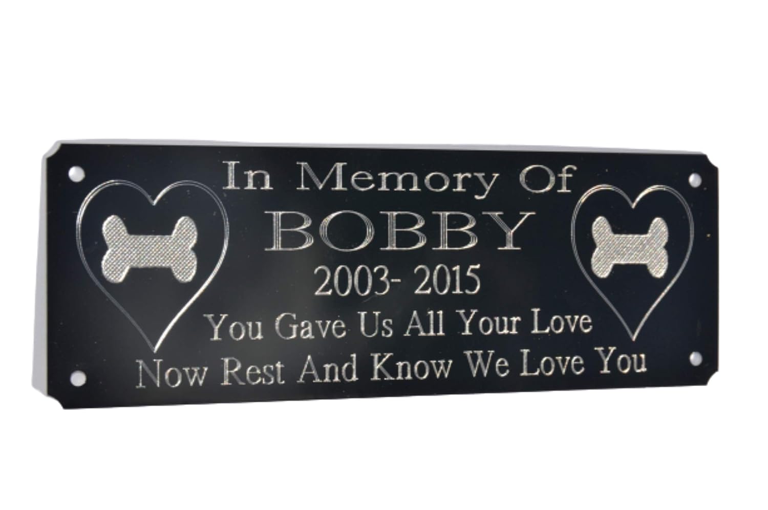 PERSONALISED PET MEMORIAL PLAQUE, SIGN, GRAVE MARKER DOG/CAT 4" X 2