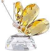 Arikyrist Crystal Yellow Collectible Butterfly Statue for Gift, Crystal Butterfly Figurine for Home Office Decor