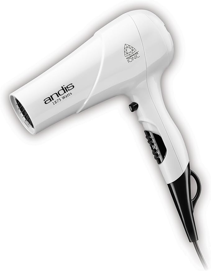 Andis 1875Watt Tourmaline Ceramic Ionic Styling Hair Dryer, White
