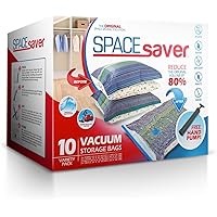 Spacesaver Premium Vacuum Storage Bags, (80% More Storage Than Leading Brands) Free Hand Pump for Travel! (Variety 10)
