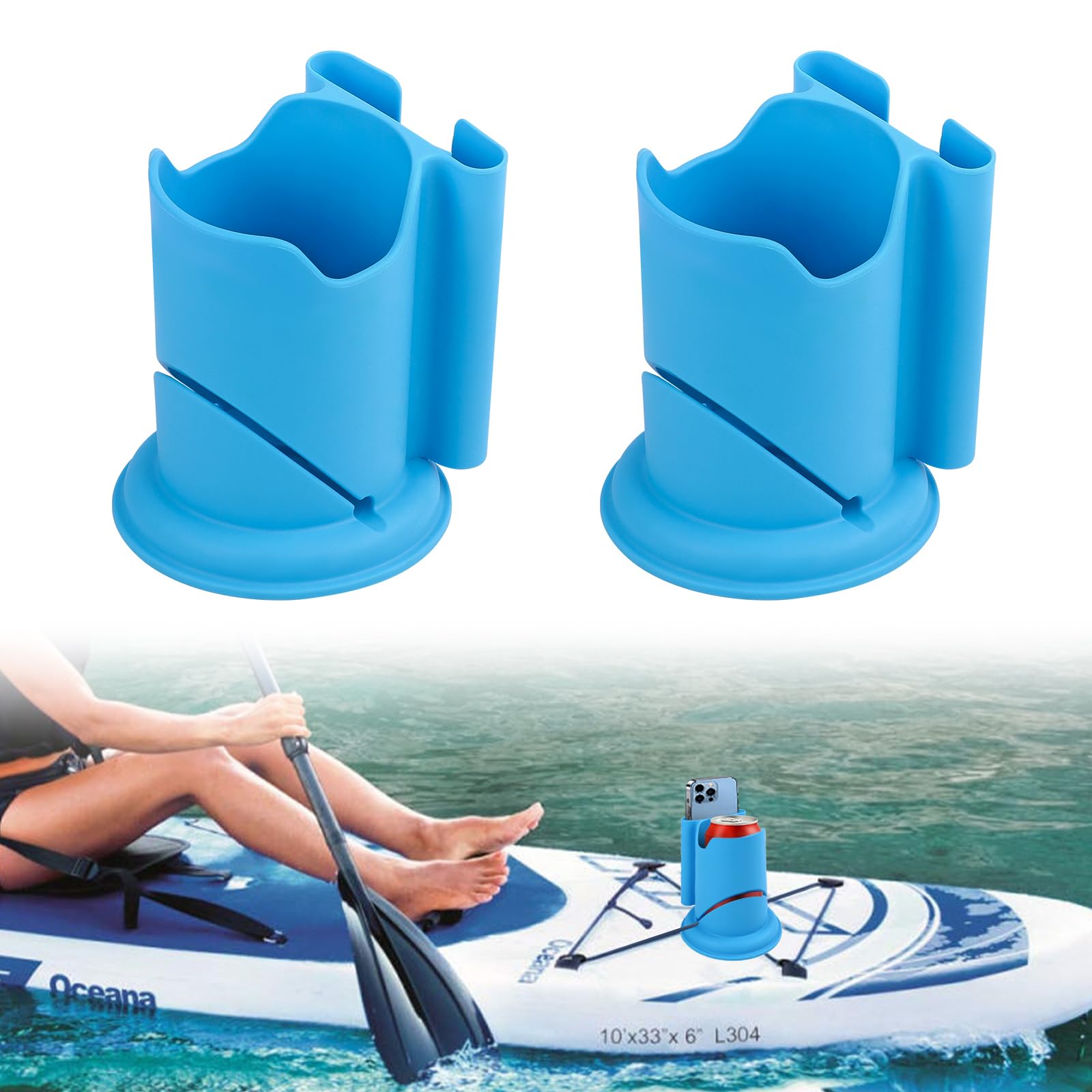 Photo 1 of 2Pack Paddleboard Cup Holder, Paddle Board and Kayak Drink Holder, 2-in-1 Drink & Phone Holder, Paddleboard Accessory for Surfboards, Canoes, SUPs, Kayaks, Boats (Blue)