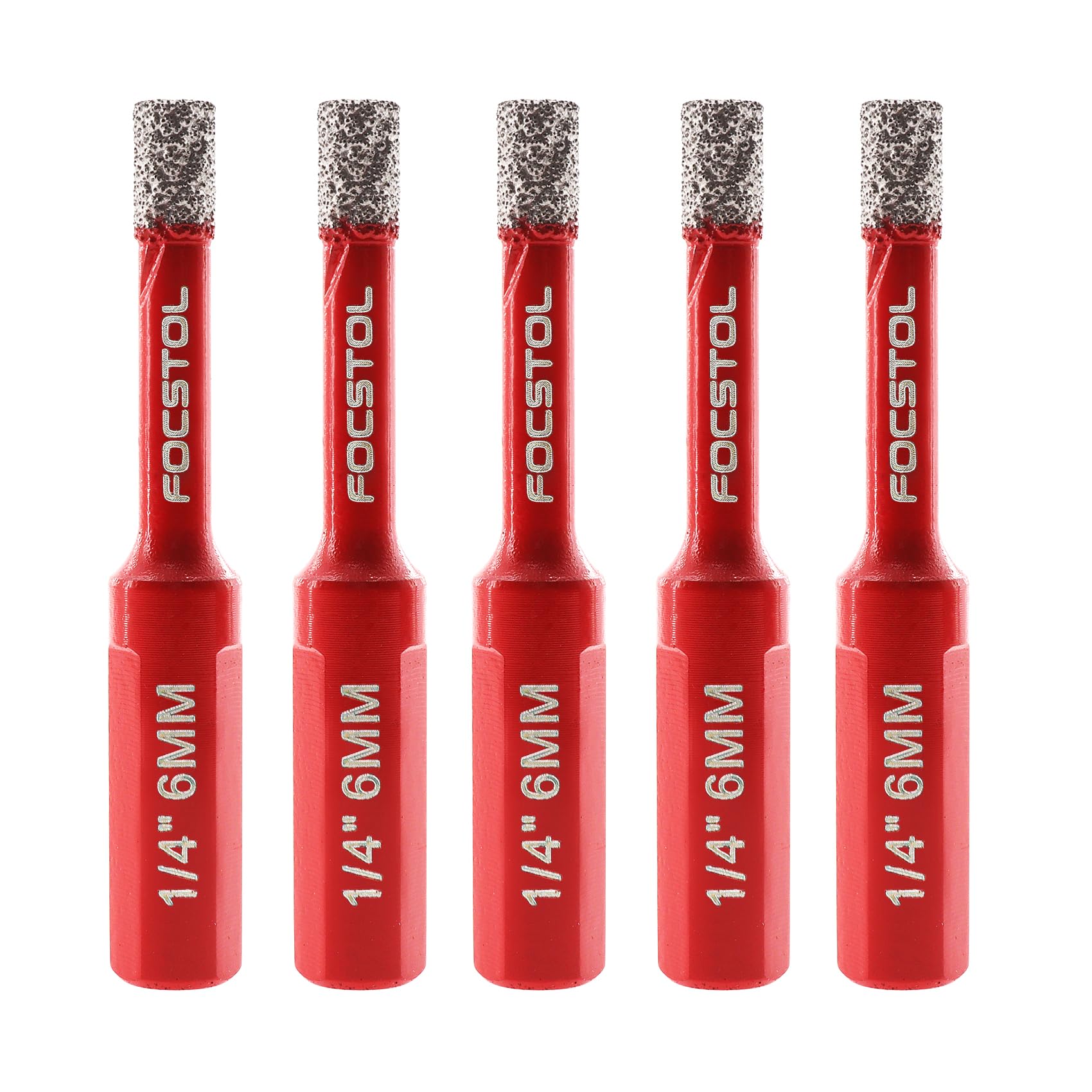 FOCSTOL Dry Diamond Drill Bits Set - 5pcs 6mm Diamond Hole Saw Kit with Triangle Shank for Porcelain Tile Ceramic Granite Marble Quartz — image 1