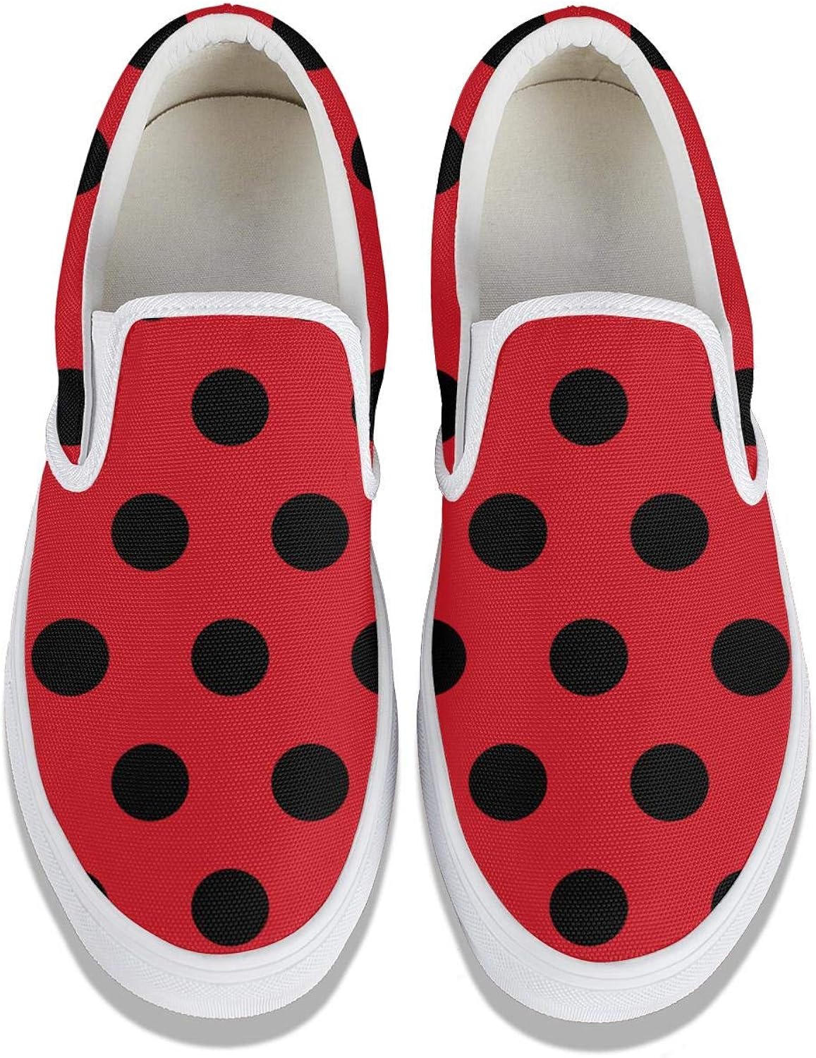 white & black classic slip on spot trainers