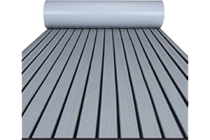 FOCEAN Boat Flooring EVA Foam Boat Decking Faux Teak Marine Flooring Marine Mat Sheet for Motorboat RV Yacht Kayak Surfboard, 94.5''x 15.7'', Grey with Black Lines
