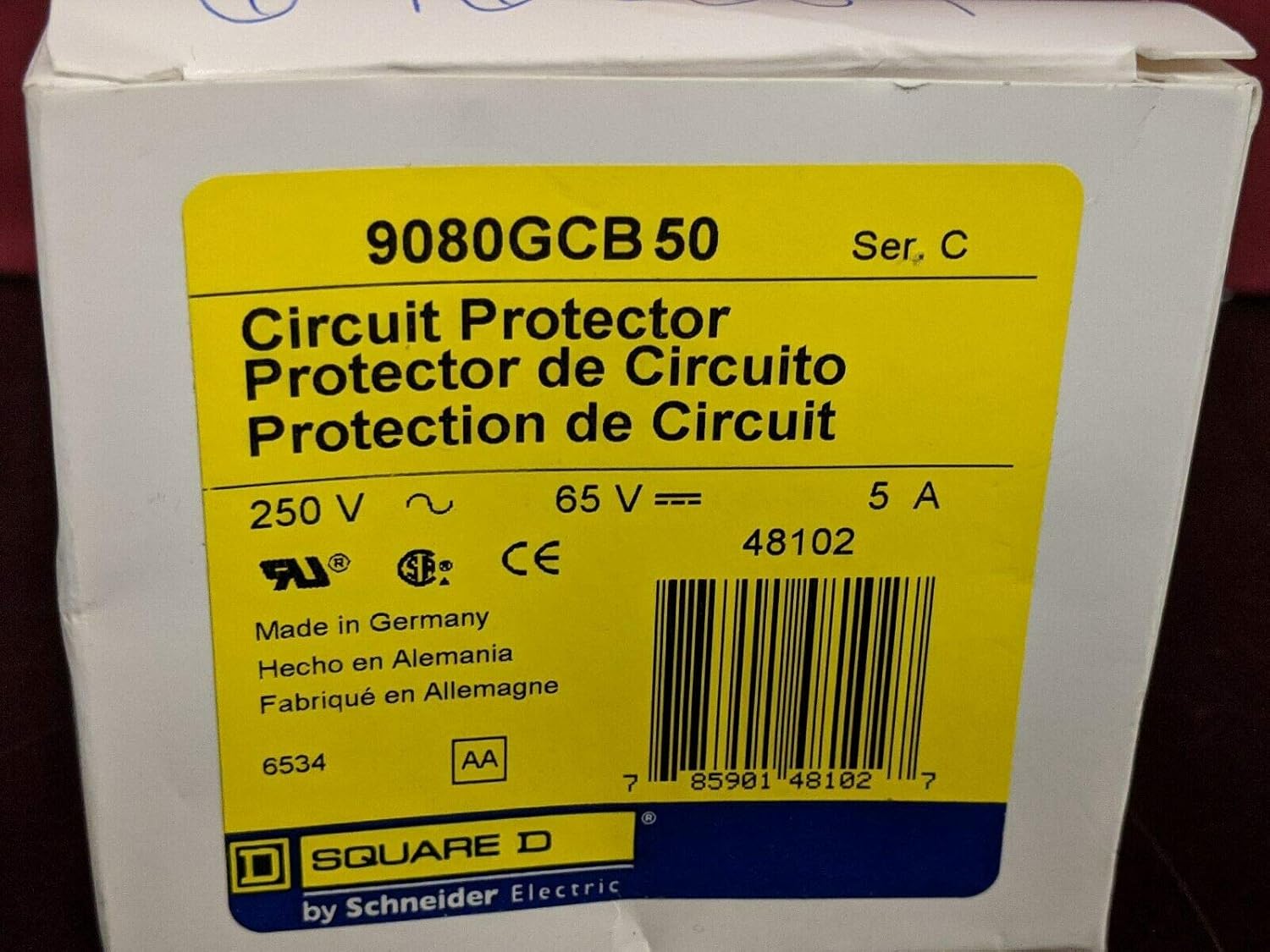 labtechsales Square D 9080GCB50 Thermal Overcurrent Circuit