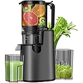 Cold Press Juicer, Juicer Machines with 5.4" Wide Feed Chute for Juice Extractor, Professional Slow Masticating Juicer for Whole Vegetables & Fruits with High Juice Yield, Easy to Clean (Black)