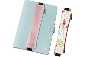 MoKo Pencil Case (2 Pack), PU Leather Pen Pencil Pouch Holder Stationery Zipper Bag with Elastic Strap for Pens, Pencils, Markers, Eraser - Printing & Gold Pink