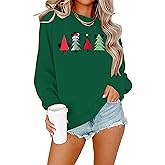 JINTING Christmas Sweatshirt for Women Christmas Tree Pullover Xmas Holiday Crewneck Sweatshirts Long Sleeve Top