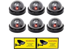 Mandala Crafts Fake Security Cameras with LED Light, 6 Pack Indoor Outdoor Simulated CCTV Video Surveillance, Dummy Security Cameras