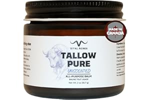 Tallow Pure – One Ingredient Tallow Balm | 100% Grass-Fed Canadian Beef Tallow, Whipped & Unscented | 2oz Face & Body Moistur