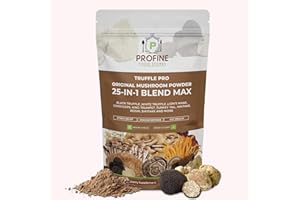 PROFINE FOOD STORES PROFINE Truffle PRO Mushroom Powder 25- in - 1 Super Blend with Black Truffle and White Truffle - USDA Organic - Add to Coffee/Tea/Smoothies - Whole Mushrooms - No fillers