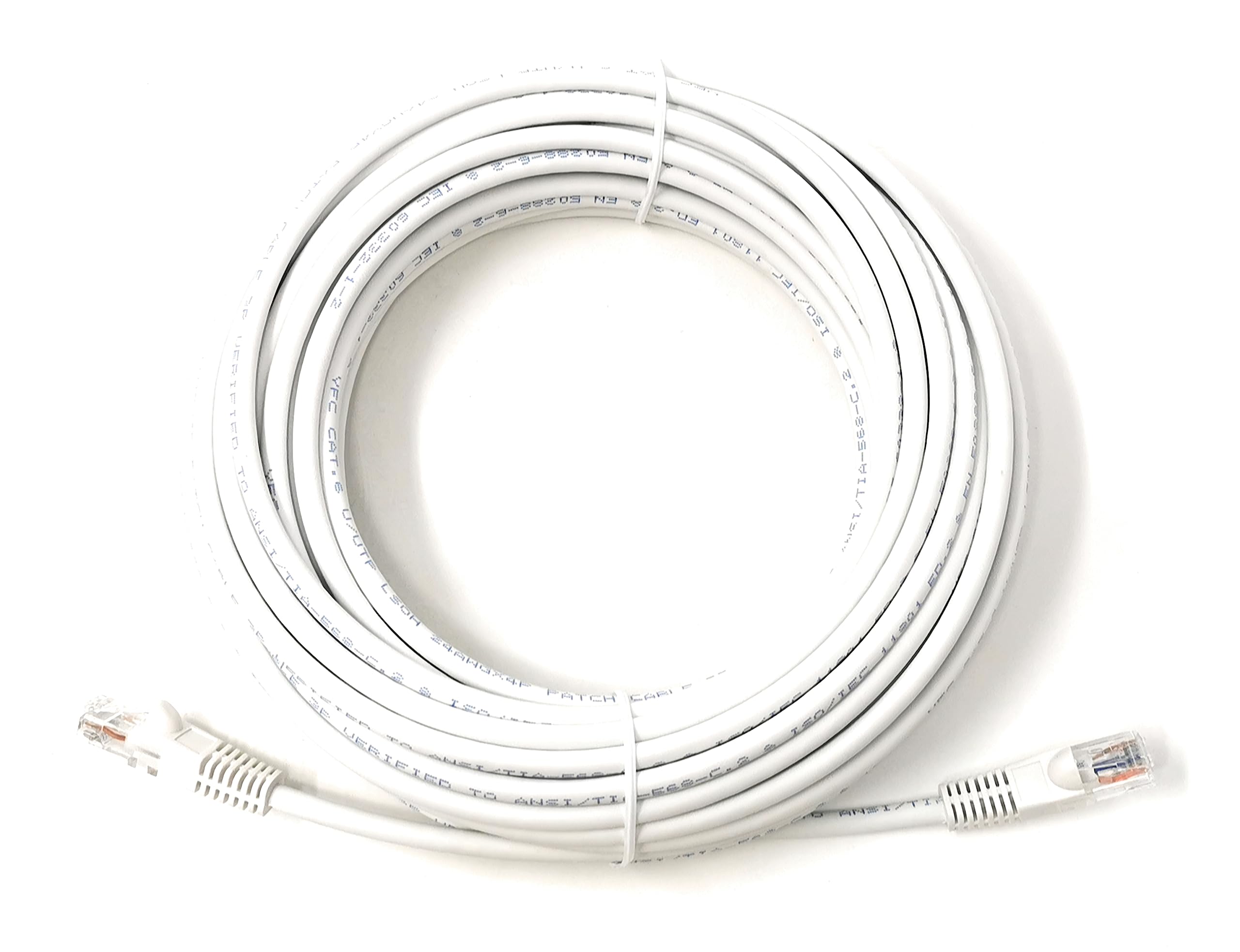 Cat6 RJ45 (UTP) Connector Ethernet Cable, LSZH Snagless Patch 24AWG Bare Copper Cores Lead for Internet, Data Transfer, Router, Modem, CCTV, Smart TV, PC, Laptop (15m, White)